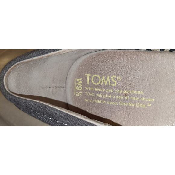 TOMS Women's Espadrille Wedge Heels Open Toe Ash Gray Canvas Shoes Size 9.5 - Picture 8 of 8